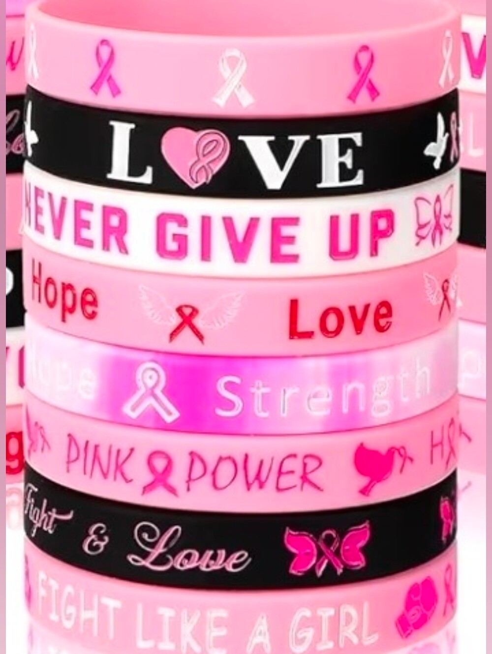 Cancer Awareness Silicone Bracelet ( Sold By # 1 Braclet Each Purchase) - Picture 2 of 8